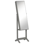 HOMCOM Mirror Jewelry Cabinet Armoire, Lockable Jewelry Organizer with Full-Length Mirror, 3 Angle Adjustable, Grey