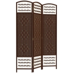 HOMCOM 3 Panel Folding Room Divider Portable Privacy Screen Wave Fiber Room Partition for Home Office Brown
