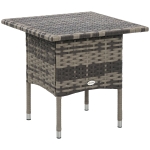 Outsunny 20" Patio Wicker Coffee Table, Outdoor Coffee Table with Plastic Board Underneath the Woven Tabletop for Patio, Garden, Balcony, Mixed Grey