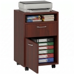 HOMCOM Mobile Storage Cabinet Organizer with Drawer and Cabinet, Printer Stand with Castors, Brown