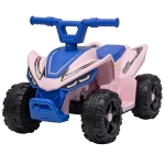 Qaba Kids ATV, 6V Battery Powered Kids Quad with 4 Wheeler, Handlebar Button Control, Max 1.2MPH, Max 55lbs Load, Blue