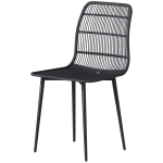 Outsunny Outdoor Dining Chairs Set of 4, Patio Chairs with Slotted Backrest, Black