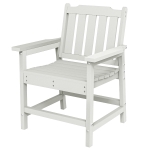 Outsunny All-Weather Patio Chair, HDPE Patio Dining Chair, Heavy Duty Wood-Like Outdoor Furniture for Garden, Backyard, Deck, Porch, Lawn, White