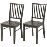 HOMCOM Dining Chairs Set of 2 Ergonomic Solid Wood, Armless Kitchen Chairs with Rubberwood Legs, Charcoal Gray