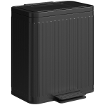 HOMCOM Trash Can with Lid, 2 x 5.3Gal Double Step-On Kitchen Trash Can, Removable Buckets, Black