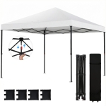 Outsunny 10 x 10 ft Pop Up Canopy Tent with One Push Setup, Outdoor Portable Instant Canopy Shelter w/ Roller Bag, White