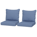 Outsunny Patio Chair Cushions Set of 2 with Seat & Backrest, Fade Resistant Seat Replacement Cushion Set, Blue