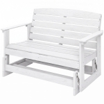 Outsunny Patio Glider Bench w/ HDPE Slatted Double Rocking Chair, Distressed White