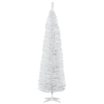 HOMCOM 7ft Unlit Pencil Artificial Christmas Tree with Realistic Branches and 499 Tips, Plastic Base, White