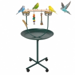 PawHut 48" Rolling T-Stand, Parrot Stand, Bird Training Activity Playground With Wheels and Perch,, Bird Play Perch, Green