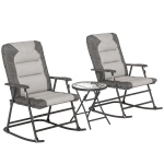 Outsunny 3-Piece Outdoor Foldable Rocking Chair Set, Light Grey