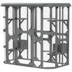 PawHut Catio Outdoor Cat Enclosure, 71" Wooden Cat House with Platforms, Condos and Waterproof Cover for 2–3 Kittens, Grey