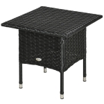 Outsunny 20" Patio Wicker Coffee Table, Outdoor Coffee Table with Plastic Board Underneath the Woven Tabletop for Patio, Garden, Balcony, Black