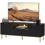 HOMCOM Modern TV Console for TVs up to 60 Inch, Entertainment Center with Smart RGB LED Lights and Soft Close Doors, Black