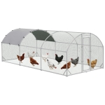 PawHut Large Chicken Coop Metal Chicken Run with Waterproof and Anti-UV Cover, Dome Shaped Walk-in Fence Cage Hen House for Outdoor and Yard Farm Use, 1" Tube Diameter, 9.2' x 18.7' x 6.5'