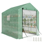Outsunny 8' x 6' x 7' Temporary Greenhouse for Growing Flowers with Mesh Door & Windows Green