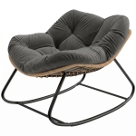 Outsunny Indoor Outdoor Papasan Rocking Chair, Oversized Rocking Egg Chair with Cushion for Garden, Patio, Dark Gray