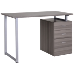 HOMCOM 47" Computer Desk Writing Table Workstation with Multi-Use Reversible 3 Drawers Metal Frame Home Office Furniture, Dark Wood Grain