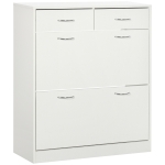 HOMCOM Narrow Shoe Storage with 2 Flip Drawers and Adjustable Shelves Shoe Cabinet Organizer for 12 Pairs of Shoes, White