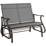 Outsunny Garden Double Gliding Chair, Patio Glider Armchair for Outdoor, Backyard Mesh Seat and Backrest, Steel Frame, Light Grey