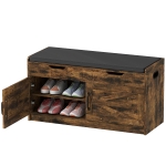 HOMCOM Shoe Storage Bench, Entryway Bench with 2-Tier Cabinet, Flip-Top Storage, Padded Cushion for Hallway, Rustic Brown