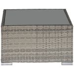 Outsunny Rattan Garden Coffee Table, 25.6" Square Garden Rattan Table with Tempered Glass Top, Grey