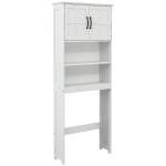kleankin Modern Over The Toilet Storage, Bathroom Cabinets Over Toilet with Open Shelves and Double Door Cabinet, White
