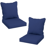Outsunny Seat Cushion Back Pillows Replacement Set of 2, Patio Chair Cushions Set for Indoor Outdoor, Dark Blue