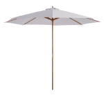 Outsunny 10' x 8' Bamboo Wooden Round Market Patio Sun Umbrella, Garden Parasol, Outdoor Sunshade Canopy, White