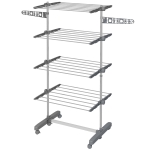 HOMCOM Garment Drying Rack Stainless Steel Folding Clothes Hanging Rack with Side Wings Castors for Indoor Outdoor Grey