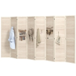 HOMCOM 5.6 Ft. Tall 8-Panel Room Divider, Pegboard Panel Folding Privacy Screen, Partition Wall Divider for Bedroom, Natural