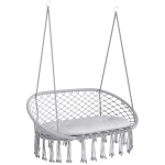 Outsunny 2-Person Hammock Chair Macrame Swing with Soft Cushion, Hanging Cotton Rope Chair for Indoor Outdoor Home Patio Backyard, Light Gray
