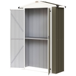 Outsunny Outdoor Storage Shed Apex Roof Metal Garden Shed with Shelf for Backyard, Light Grey