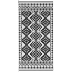 Outsunny Reversible Outdoor Rug, Waterproof Plastic Straw with Carry Bag, 9' x 18', Black & White Rhombus Border