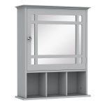 kleankin Bathroom Cabinet Wall Mount with Mirror Door 3 Shelf Organizer for Bathroom, Kitchen, Bedroom, Grey