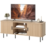 HOMCOM TV Stand Cabinet for TVs up to 65 Inches, TV Unit with Storage Shelves and Cabinets for Living Room, Oak Tone