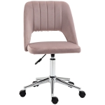Vinsetto Mid Back Office Chair Velvet Fabric Swivel Scallop Shape Computer Desk Chair, Pink