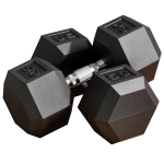 Soozier 2 x 50lbs Hex Dumbbell Set of 2, Rubber Weights Exercise Fitness with Non-Slip Handles, Anti-roll, for Women or Men Home Gym Workout, Black
