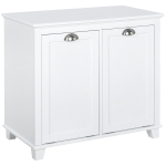 HOMCOM Dual Tilt out Laundry Hamper Cabinet, Bathroom Storage Cabinet with 2-Compartment Hamper, Modern Bathroom Floor Cabinet for Washroom, White