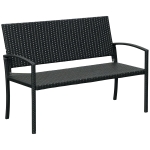 Outsunny Rattan Wicker Loveseat Garden Bench Hand Woven Portable Backyard Black