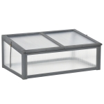Outsunny Wooden Cold Frame Greenhouse, Mini Greenhouse with Polycarbonate Board and Solid Wood Frame, 39" x 26" x 16", Gray