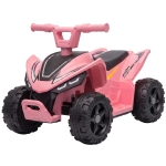 Qaba Kids ATV, 6V Battery Powered Kids Quad with 4 Wheeler, Handlebar Button Control, Max 1.2MPH, Max 55lbs Load, Light Pink