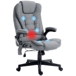 HOMCOM 6 Point Vibrating Massage Office Chair with Heat, Linen High Back Massage Desk Chair with Reclining Backrest, Gray