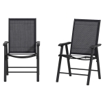 Outsunny 2-Piece Folding Chair Set for Relaxing on Patio Balcony Garden, Comfortable Outdoor Furniture with Armrests, Dark Grey