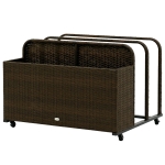 Outsunny PE Rattan Pool Float Storage Organizer with Wheels, Mixed Brown