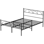 HOMCOM Metal Full Platform Bed Frame with Headboard, Steel Slat Support, Underbed Storage, No Box Spring Needed, Easy Assembly