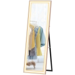 HOMCOM LED Mirror with Dimmable and 3 Colour Lights, 64" x 21" Rectangular Floor Mirror for Bedroom Living Room, Pink
