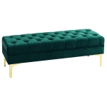 HOMCOM End of Bed Bench, Upholstered Bench, Entryway Shoe Bench with Button Tufted for Living Room, Bedroom, Dark Green