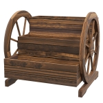 Outsunny Wooden Wagon Planter Box, 3-Tier Raised Garden Bed, for Vegetables Flowers Herbs, 24" x 24" x 22", Carbonized