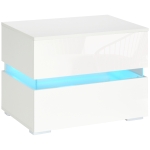 HOMCOM Modern Nightstand, Bedside Table with 2 Drawers, RGB LED Lights for Bedroom, White